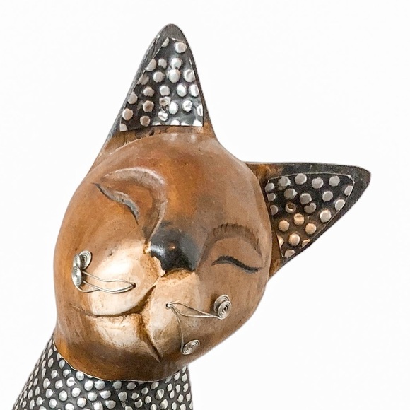 Wood Carved Cats with Metal Accents - Picture 6 of 9